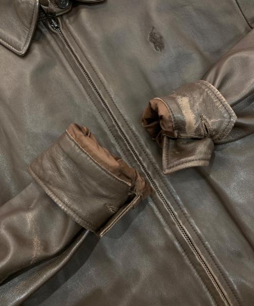 POLO RALPH LAUREN（ポロ・ラルフローレン）POLO RALPH LAUREN (ポロ・ラルフローレン) ラムレザースウィングトップジャケット ブラウン サイズ:Sの古着・服飾アイテム