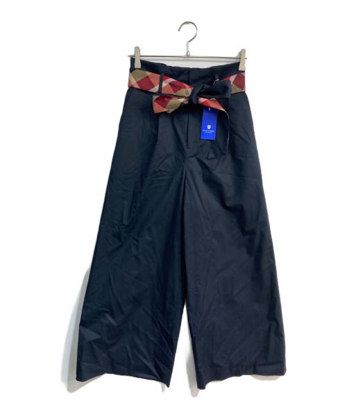 BLUE LABEL CRESTBRIDGE（ブルーレーベルクレストブリッジ）BLUE LABEL CRESTBRIDGE (ブルーレーベルクレストブリッジ) チェックベルトワイドパンツ ネイビー サイズ:M 未使用品の古着・服飾アイテム