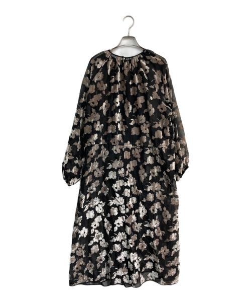 LANVIN en Bleu（ランバンオンブルー）LANVIN en Bleu (ランバンオンブルー) フラワープリント ワンピース ブラック×ブラウン サイズ:Mの古着・服飾アイテム