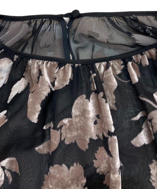 LANVIN en Bleu（ランバンオンブルー）LANVIN en Bleu (ランバンオンブルー) フラワープリント ワンピース ブラック×ブラウン サイズ:Mの古着・服飾アイテム