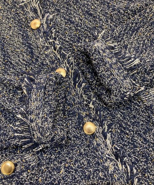 F by ROSSO（エフバイロッソ）F by ROSSO (エフバイロッソ) ツイードニットカーディガン　RA24-22F402 ネイビー サイズ:Freeの古着・服飾アイテム