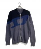 DIESELディーゼル）の古着「K-ZACK-OPEN ジップアップニットジャケット」｜ブラック×グレー