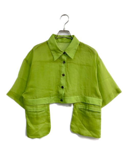 MAISON SPECIAL（メゾンスペシャル）MAISON SPECIAL (メゾンスペシャル) サイドポケットクロップドシャツ グリーン サイズ:Freeの古着・服飾アイテム
