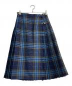 O'NEIL OF DUBLINオニールオブダブリン）の古着「プリーツラップチェックスカート　1524-343-4379」｜ブルー×ネイビー