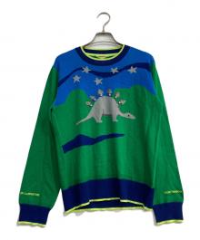 MUVEIL（ミュベール）の古着「ステゴザウルスインターシャプルオーバー　MA64KSW013」｜ブルー×グリーン
