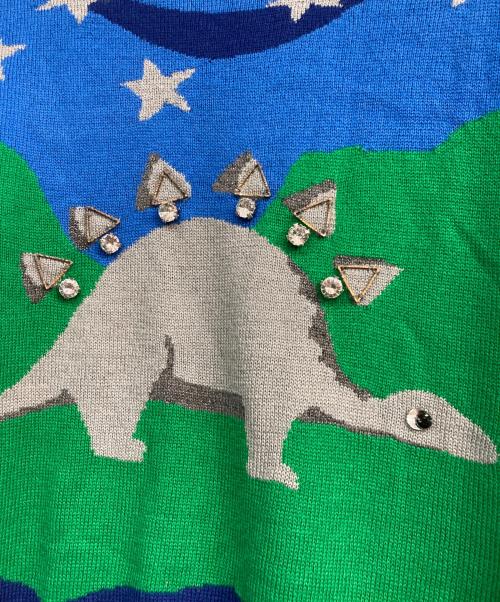 MUVEIL（ミュベール）MUVEIL (ミュベール) ステゴザウルスインターシャプルオーバー　MA64KSW013 ブルー×グリーン サイズ:40の古着・服飾アイテム