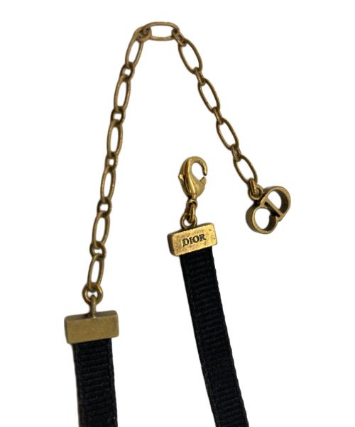 Dior（ディオール）Dior (ディオール) JA DIOR ロゴチョーカー ゴールド×ブラックの古着・服飾アイテム