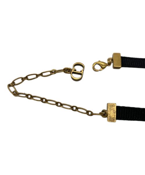 Dior（ディオール）Dior (ディオール) JA DIOR ロゴチョーカー ゴールド×ブラックの古着・服飾アイテム