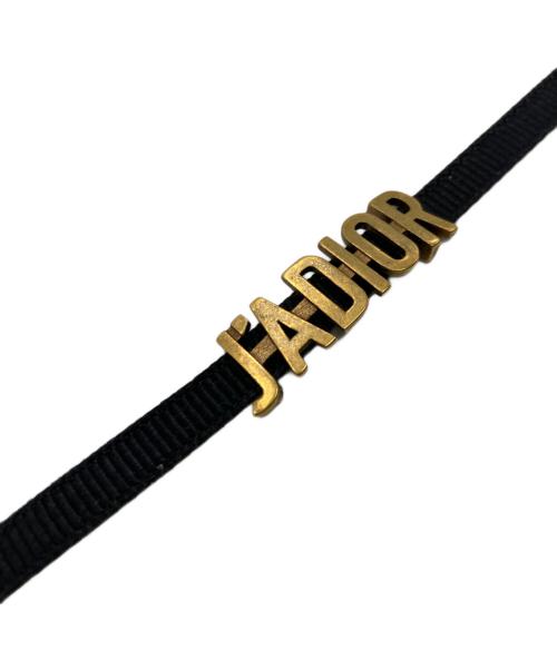 Dior（ディオール）Dior (ディオール) JA DIOR ロゴチョーカー ゴールド×ブラックの古着・服飾アイテム