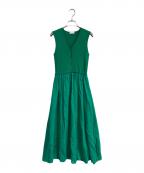 BALLSEYボールジィ）の古着「コットンオーガンジーコンビ ノースリーブマキシワンピース　11-06-21-06708」｜グリーン