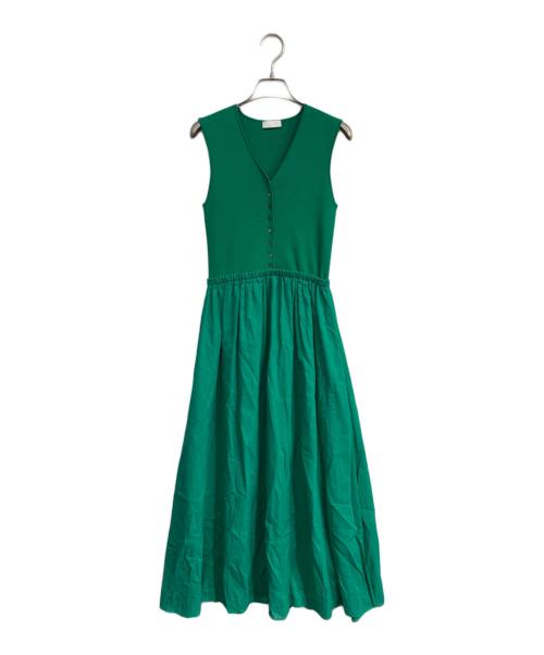BALLSEY（ボールジィ）BALLSEY (ボールジィ) コットンオーガンジーコンビ ノースリーブマキシワンピース　11-06-21-06708 グリーン サイズ:36の古着・服飾アイテム