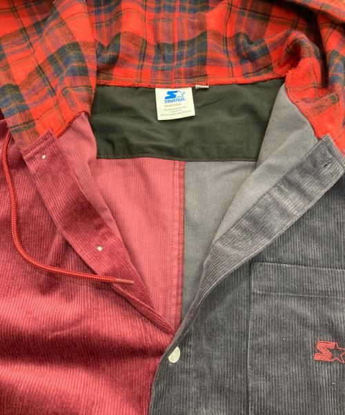 STARTER（スターター）STARTER (スターター) フード付きコーデュロイシャツ レッド サイズ:Lの古着・服飾アイテム