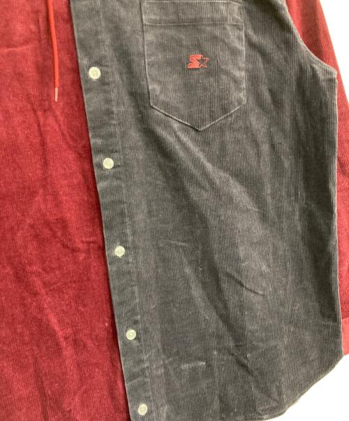 STARTER（スターター）STARTER (スターター) フード付きコーデュロイシャツ レッド サイズ:Lの古着・服飾アイテム