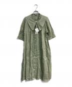 fig LONDONフィグロンドン）の古着「襟付きリネンワンピース　70-01-OP-009-22-1」｜グリーン