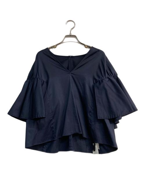 Noble（ノーブル）Noble (ノーブル) Vネックフレアースリーブブラウス　22051240602020 ネイビー サイズ:Freeの古着・服飾アイテム
