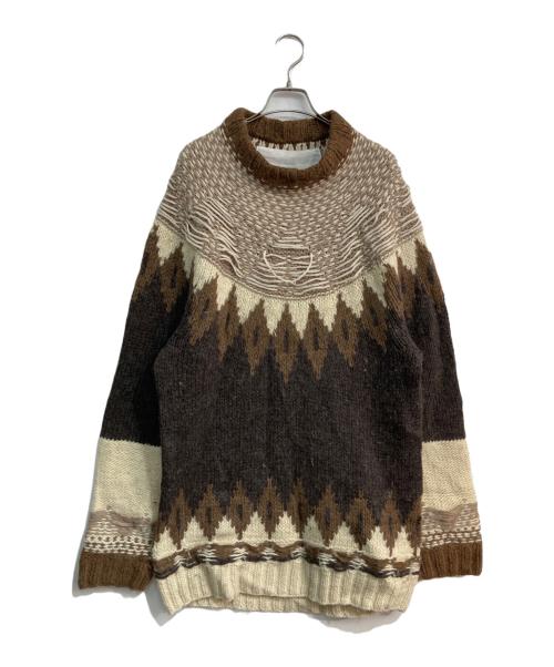 H&M（エイチアンドエム）H&M (エイチアンドエム) Maison Martin Margiela (メゾンマルタンマルジェラ) ノルディックニット ベージュ×ブラウン サイズ:Lの古着・服飾アイテム