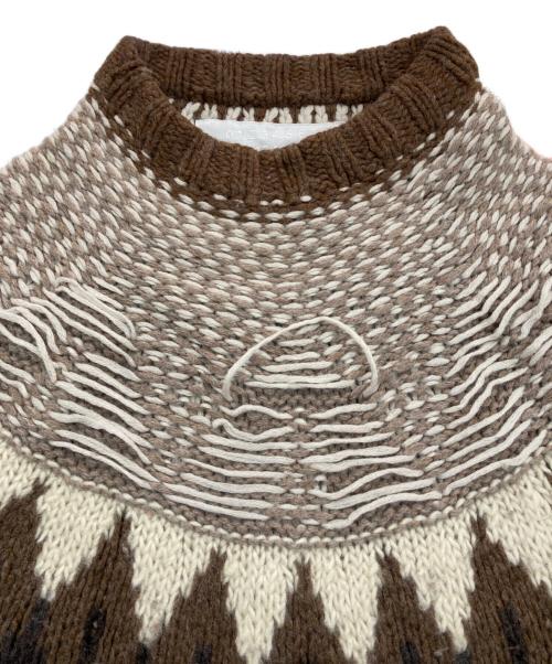H&M（エイチアンドエム）H&M (エイチアンドエム) Maison Martin Margiela (メゾンマルタンマルジェラ) ノルディックニット ベージュ×ブラウン サイズ:Lの古着・服飾アイテム