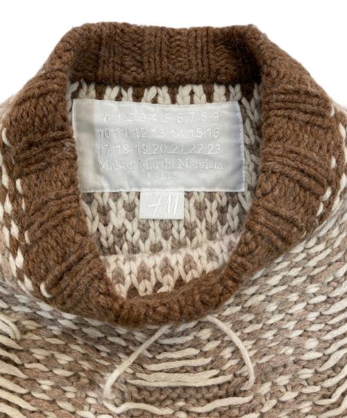 H&M（エイチアンドエム）H&M (エイチアンドエム) Maison Martin Margiela (メゾンマルタンマルジェラ) ノルディックニット ベージュ×ブラウン サイズ:Lの古着・服飾アイテム