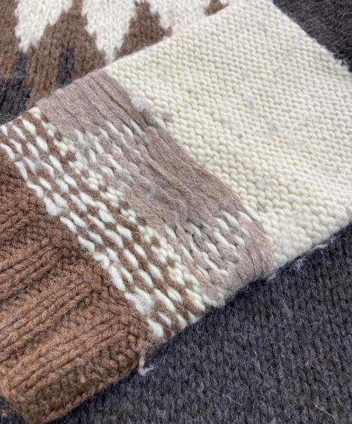 H&M（エイチアンドエム）H&M (エイチアンドエム) Maison Martin Margiela (メゾンマルタンマルジェラ) ノルディックニット ベージュ×ブラウン サイズ:Lの古着・服飾アイテム