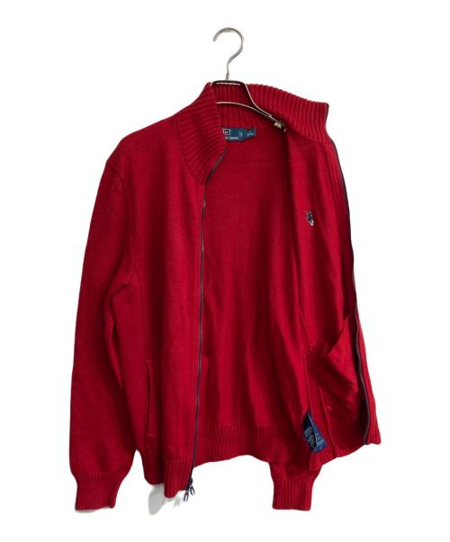 POLO RALPH LAUREN（ポロ・ラルフローレン）POLO RALPH LAUREN (ポロ・ラルフローレン) ジップアップニット レッド サイズ:Mの古着・服飾アイテム