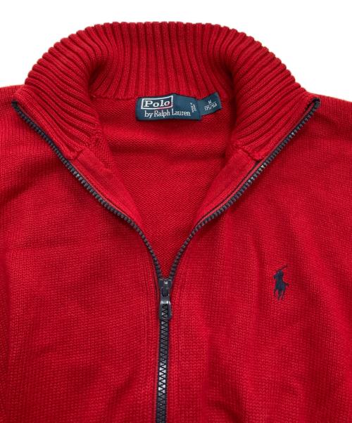 POLO RALPH LAUREN（ポロ・ラルフローレン）POLO RALPH LAUREN (ポロ・ラルフローレン) ジップアップニット レッド サイズ:Mの古着・服飾アイテム