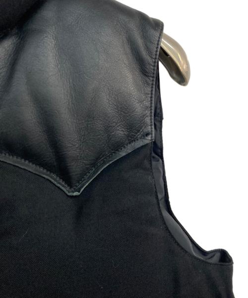 RockyMountainFeatherBed（ロッキーマウンテンフェザーベッド）RockyMountainFeatherBed (ロッキーマウンテンフェザーベッド) ヨークレザー切替ダウンベスト　450-452-02 ブラック サイズ:36の古着・服飾アイテム
