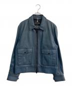 HUGO BOSSヒューゴ ボス）の古着「レザーフライトジャケット」｜ブルー