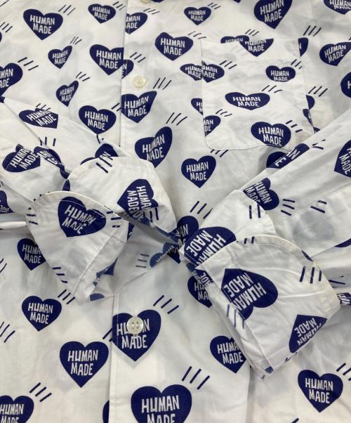 HUMAN MADE（ヒューマンメイド）HUMAN MADE (ヒューマンメイド) HEART PATTERN SHIRT ホワイト×ネイビー サイズ:Lの古着・服飾アイテム