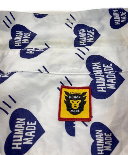 HUMAN MADE（ヒューマンメイド）HUMAN MADE (ヒューマンメイド) HEART PATTERN SHIRT ホワイト×ネイビー サイズ:Lの古着・服飾アイテム