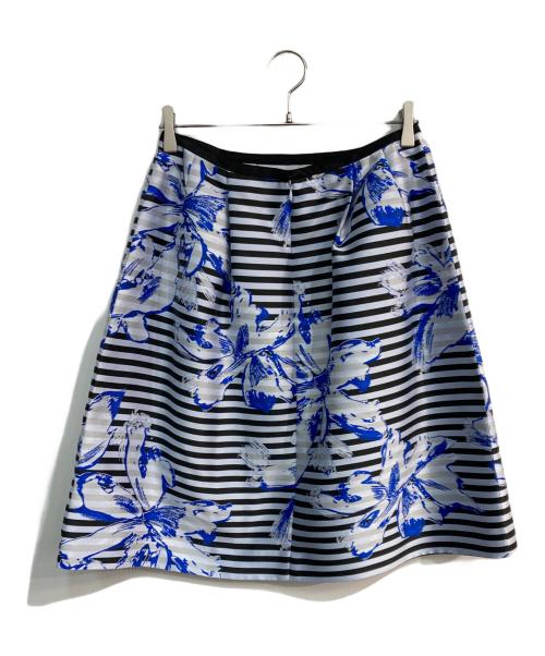 La Festa chic（ラフェスタシック）La Festa Chic (ラフェスタシック) 花柄ストライプスカート　689212-62 ブルー サイズ:13の古着・服飾アイテム
