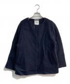 S.ESSENTIALSエス エッセンシャルズ）の古着「ノーカラーシャギーコート」｜ネイビー