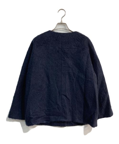 S.ESSENTIALS（エス エッセンシャルズ）S.ESSENTIALS (エス エッセンシャルズ) ノーカラーシャギーコート ネイビー サイズ:36の古着・服飾アイテム
