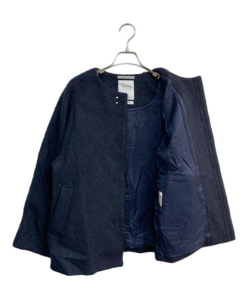 S.ESSENTIALS（エス エッセンシャルズ）S.ESSENTIALS (エス エッセンシャルズ) ノーカラーシャギーコート ネイビー サイズ:36の古着・服飾アイテム