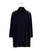 POLO RALPH LAURENポロ・ラルフローレン）の古着「レザー切替ニットワンピース」｜ブラック