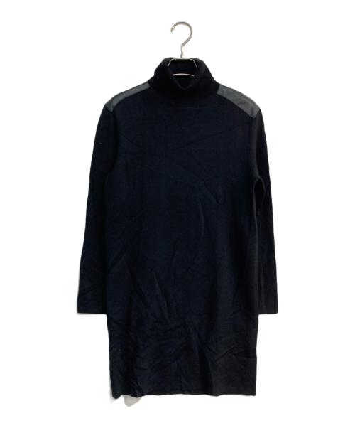 POLO RALPH LAUREN（ポロ・ラルフローレン）POLO RALPH LAUREN (ポロ・ラルフローレン) レザー切替ニットワンピース ブラック サイズ:Sの古着・服飾アイテム