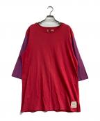 NIGEL CABOURNナイジェルケーボン）の古着「lybro バイカラカットソー　8038-13-20000」｜レッド×パープル
