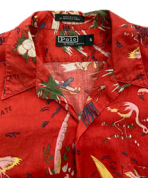 POLO RALPH LAUREN（ポロ・ラルフローレン）POLO RALPH LAUREN (ポロ・ラルフローレン) アロハシャツ　USA製 80‘S 緑タグ レッド サイズ:16の古着・服飾アイテム