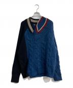 KOLORカラー）の古着「CRAZY PATTERN KNIT」｜ネイビー×ブラック