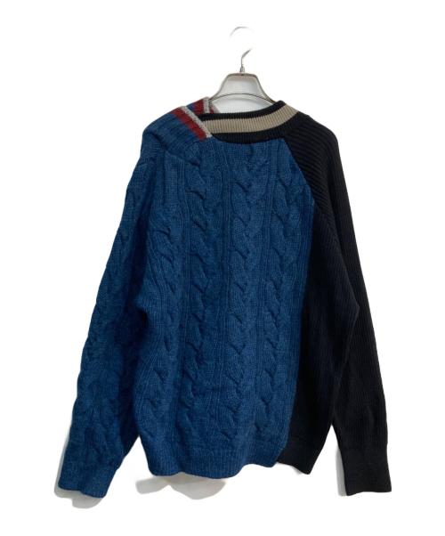 KOLOR（カラー）KOLOR (カラー) CRAZY PATTERN KNIT ネイビー×ブラック サイズ:3の古着・服飾アイテム