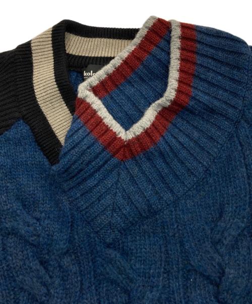 KOLOR（カラー）KOLOR (カラー) CRAZY PATTERN KNIT ネイビー×ブラック サイズ:3の古着・服飾アイテム