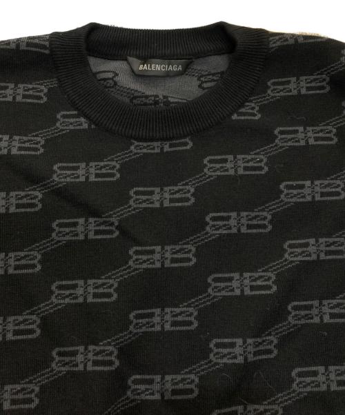 BALENCIAGA（バレンシアガ）BALENCIAGA (バレンシアガ) BBモノグラムロゴジャガードセーター 23SS 　733859 ブラック サイズ:Lの古着・服飾アイテム