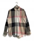 BLACK LABEL CRESTBRIDGEブラックレーベル クレストブリッジ）の古着「リネン混チェックシャツ」｜ピンク×ブラウン