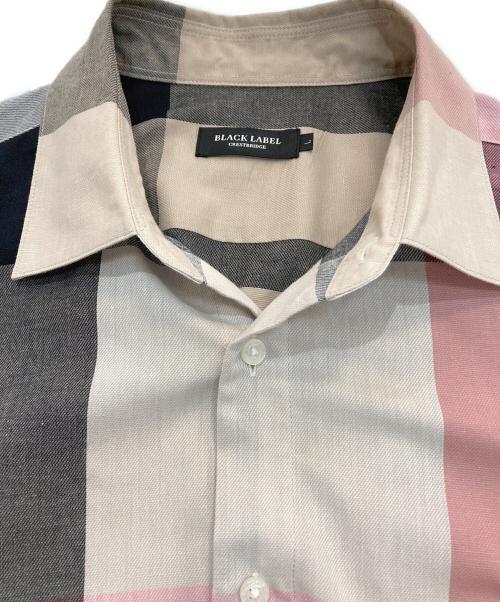 BLACK LABEL CRESTBRIDGE（ブラックレーベル クレストブリッジ）BLACK LABEL CRESTBRIDGE (ブラックレーベル クレストブリッジ) リネン混チェックシャツ ピンク×ブラウン サイズ:Lの古着・服飾アイテム
