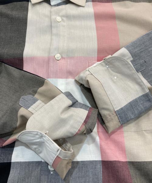 BLACK LABEL CRESTBRIDGE（ブラックレーベル クレストブリッジ）BLACK LABEL CRESTBRIDGE (ブラックレーベル クレストブリッジ) リネン混チェックシャツ ピンク×ブラウン サイズ:Lの古着・服飾アイテム