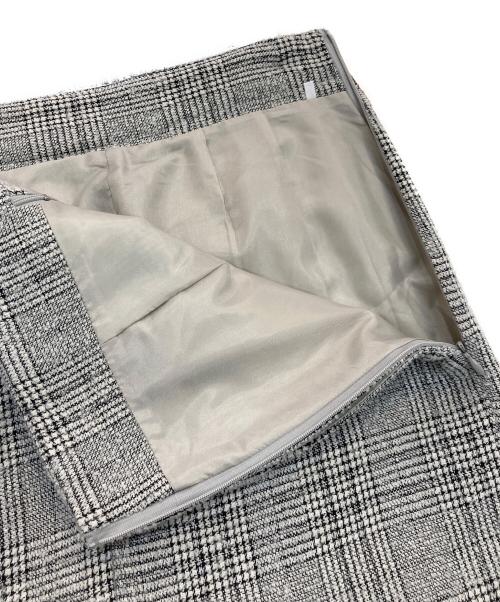 SALON adam et rope'（サロンアダムエロペ）SALON adam et rope' (サロンアダムエロペ) フロントスリットツイードチェックタイトスカート　SHC-33800 グレー サイズ:Sの古着・服飾アイテム