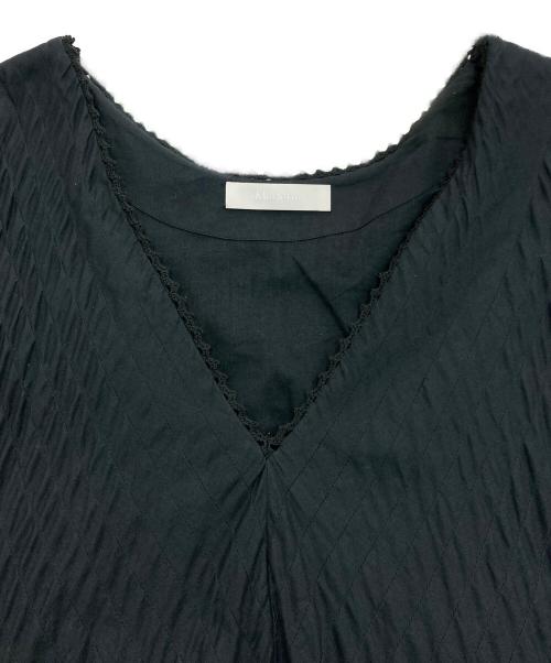 merlette（マーレット）Merlette (マーレット) ミモレ丈 Vネック ショートスリーブ フレアー ギャザー ドレス ワンピース　別注 Ron Herman　115n53V ブラック サイズ:-の古着・服飾アイテム