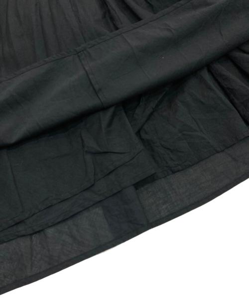 merlette（マーレット）Merlette (マーレット) ミモレ丈 Vネック ショートスリーブ フレアー ギャザー ドレス ワンピース　別注 Ron Herman　115n53V ブラック サイズ:-の古着・服飾アイテム