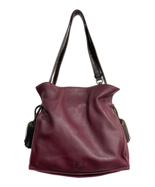 LOEWE MADRID（ロエベ）LOEWE MADRID (ロエベ) フラメンコ 28 巾着 ナッパレザー タッセル ショルダーバッグ ボルドーの古着・服飾アイテム