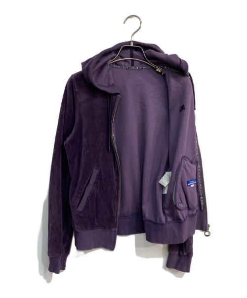 BURBERRY BLUE LABEL（バーバリー ブルー レーベル）BURBERRY BLUE LABEL (バーバリーロンドンブルーレーベル) ベロアジップパーカー パープル サイズ:38の古着・服飾アイテム