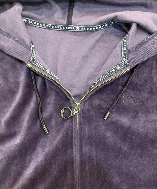 BURBERRY BLUE LABEL（バーバリー ブルー レーベル）BURBERRY BLUE LABEL (バーバリーロンドンブルーレーベル) ベロアジップパーカー パープル サイズ:38の古着・服飾アイテム